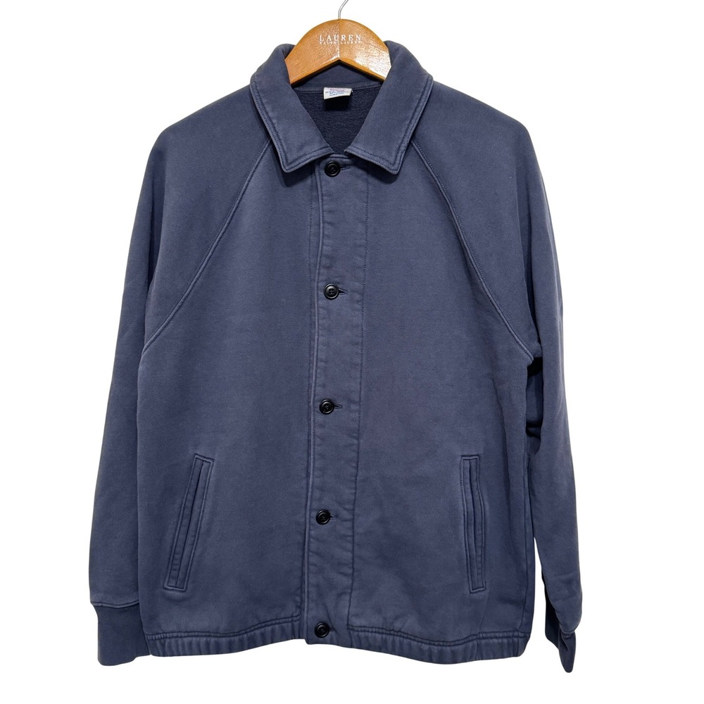 J. Crew Sportswear Mens Heritage Fleece Coach's Jacket Med. Blue